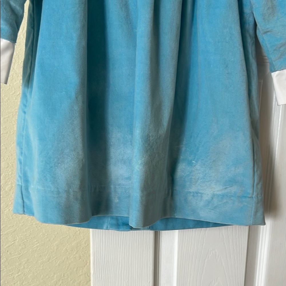 Blue Dress with Long Puff Sleeves and Peter Pan Collar - Picture 7 of 10